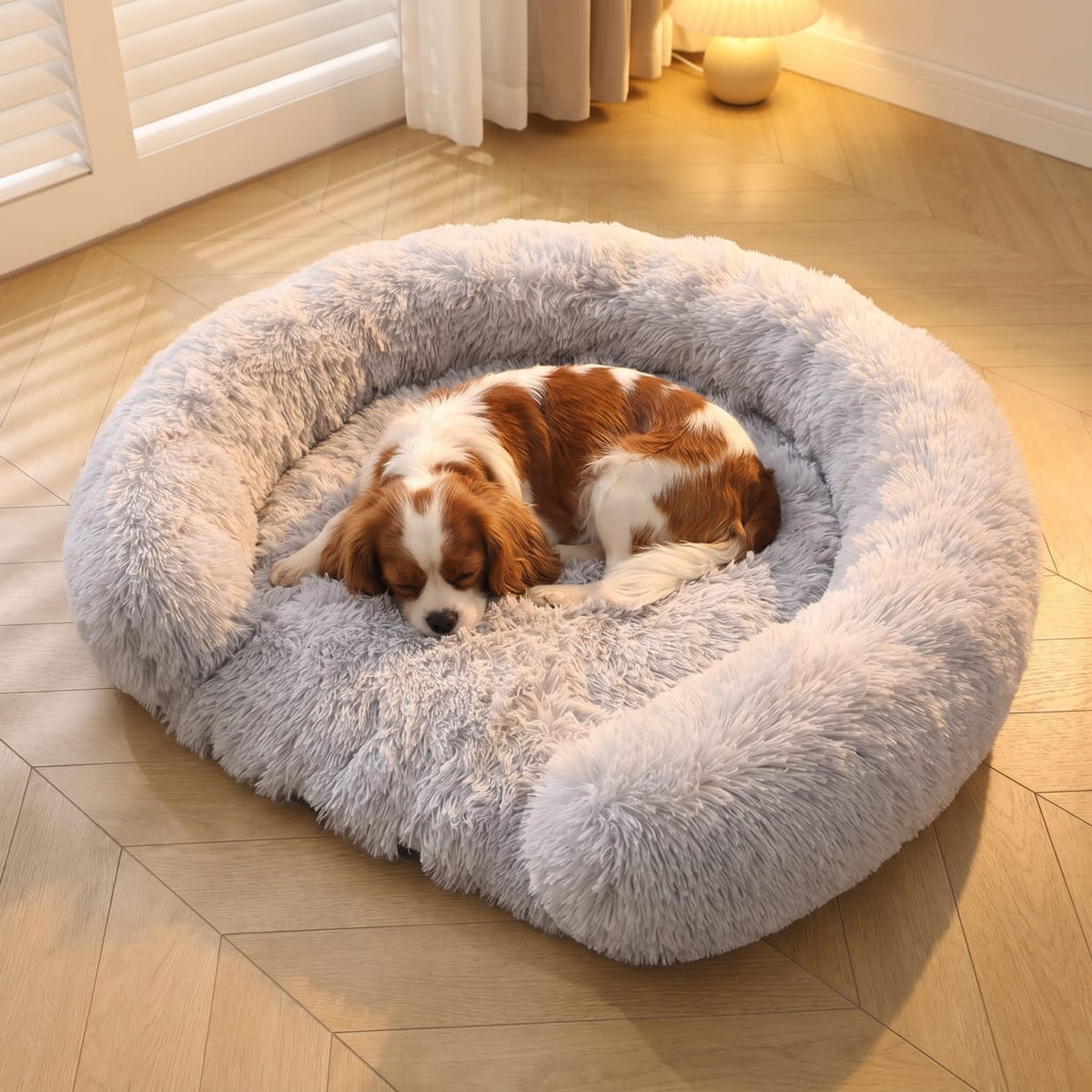 Hundebett waschbar – runder Plüsch-Donut mit abnehmbarem Bezug