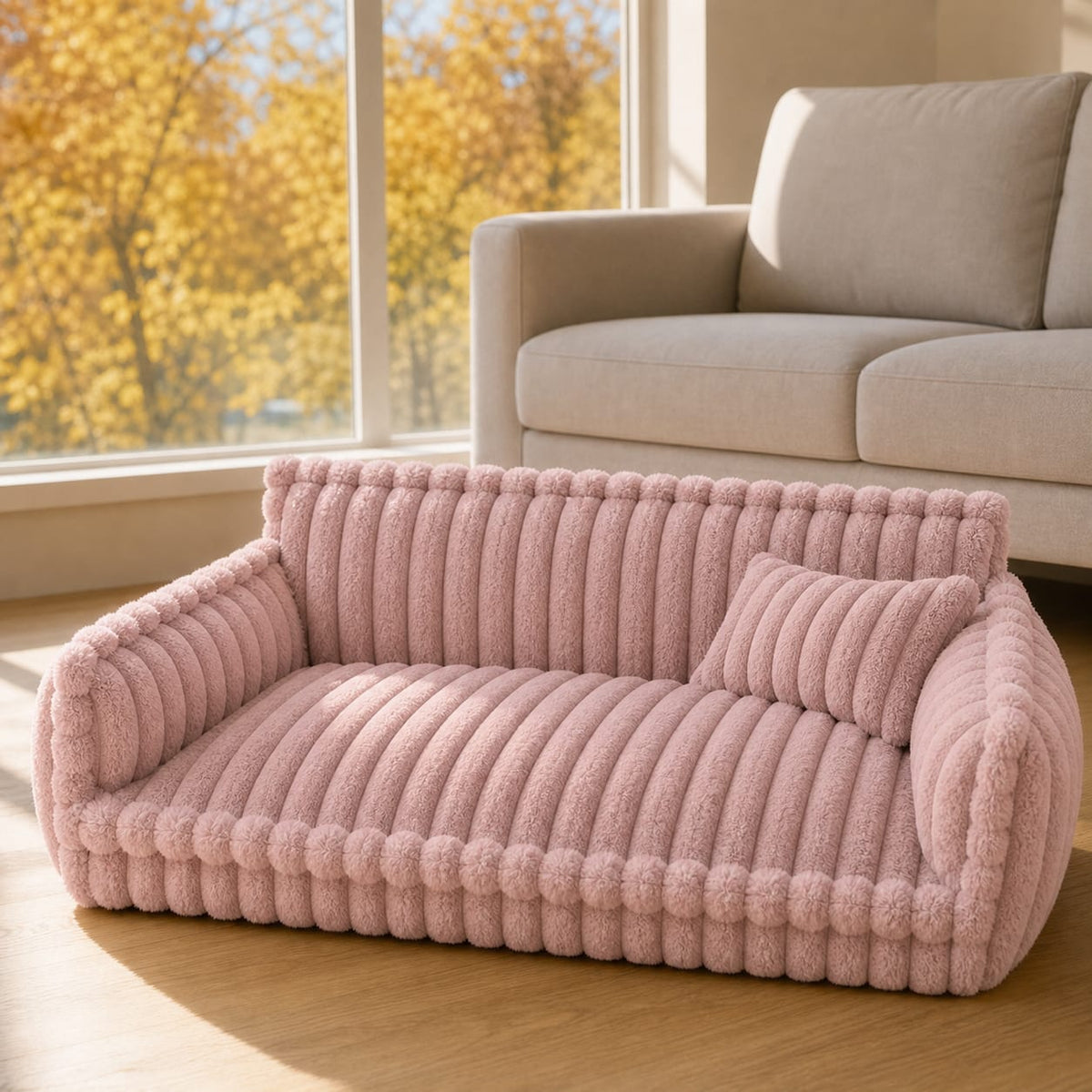 Hundesofa – Cord-Bezug mit Rückenlehne und Kissen