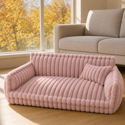 Hundesofa – Cord-Bezug mit Rückenlehne und Kissen