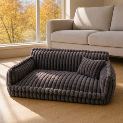 Hundesofa – Cord-Bezug mit Rückenlehne und Kissen