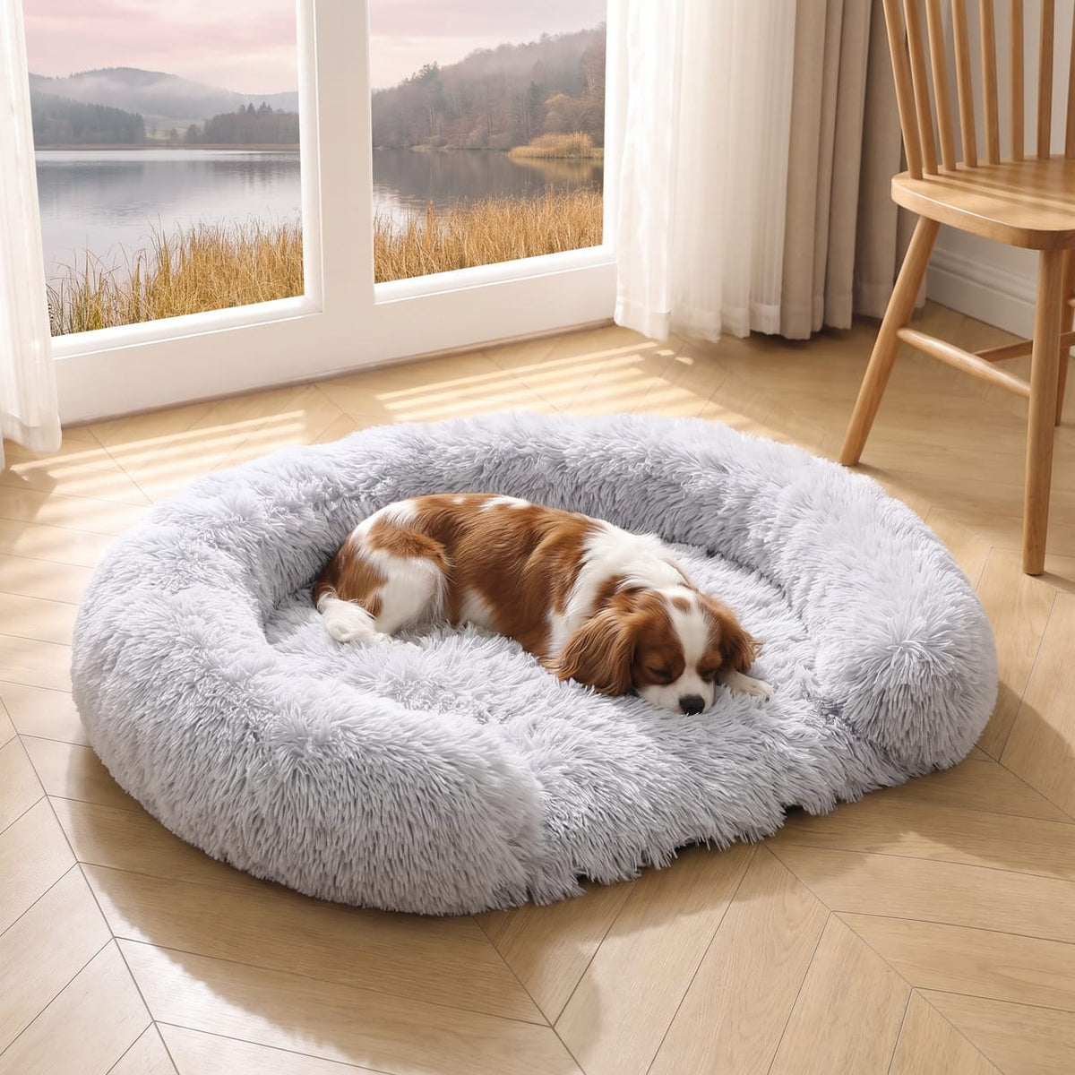 Hundebett waschbar – runder Plüsch-Donut mit abnehmbarem Bezug