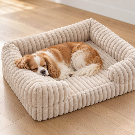 Hundebett wasserdicht im Sofa-Stil – gerippter Plüsch