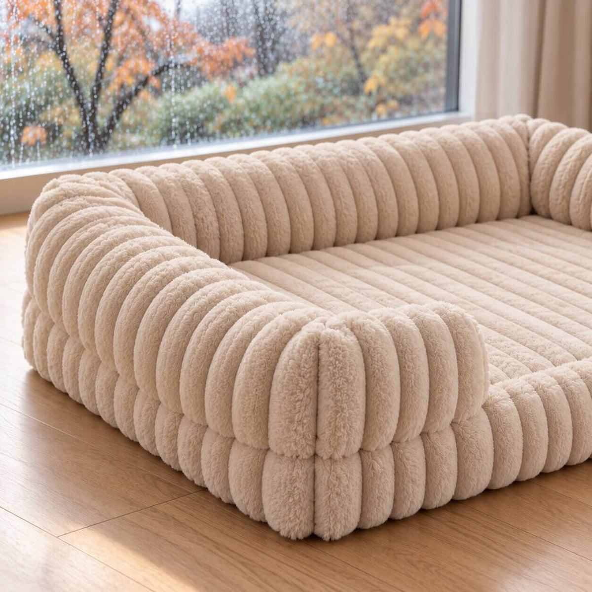 Hundebett wasserdicht im Sofa-Stil – gerippter Plüsch