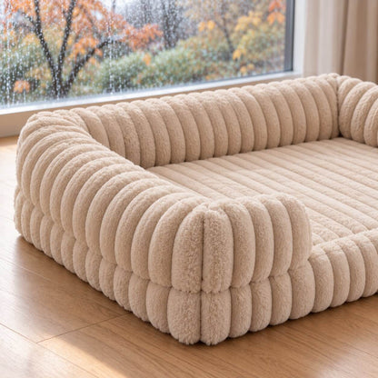 Hundebett wasserdicht im Sofa-Stil – gerippter Plüsch