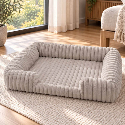 Hundebett wasserdicht im Sofa-Stil – gerippter Plüsch
