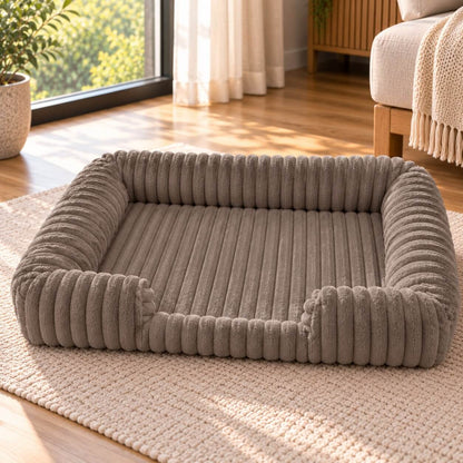 Hundebett wasserdicht im Sofa-Stil – gerippter Plüsch
