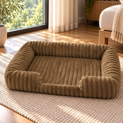 Hundebett wasserdicht im Sofa-Stil – gerippter Plüsch