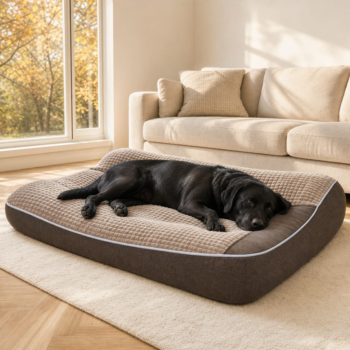 Hundebett mit umlaufendem erhöhtem Rand