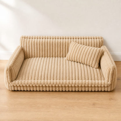 Hundesofa – Cord-Bezug mit Rückenlehne und Kissen