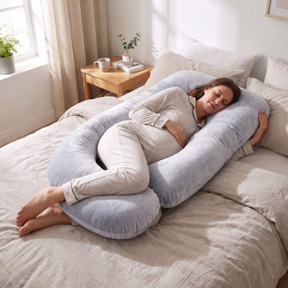 PUVANO ErgoSleep Max XXL-Kissen in J-Form · 175 × 90 cm