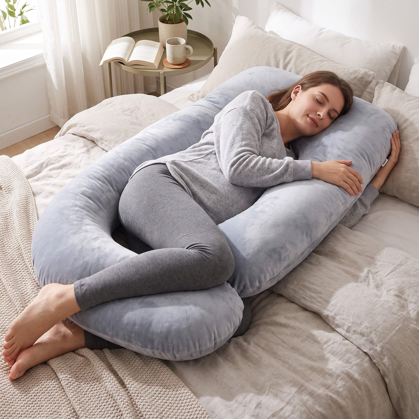 PUVANO ErgoSleep Max XXL-Kissen in J-Form · 175 × 90 cm