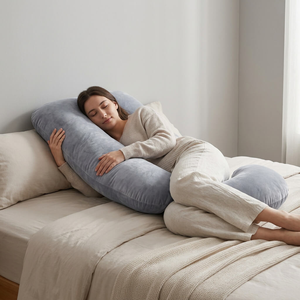 PUVANO ErgoSleep Max XXL-Kissen in J-Form · 175 × 90 cm