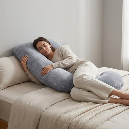 PUVANO ErgoSleep Max XXL-Kissen in J-Form · 175 × 90 cm